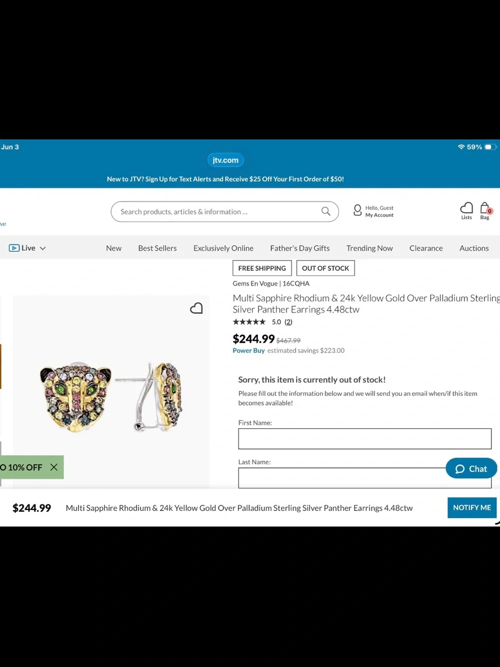 Gems En Vogue! Gold Multi-Color Crystal Leopard Head Stud Earrings - Picture 2 of 11